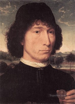  coin Painting - Portrait of a Man with a Roman Coin 1480or later Netherlandish Hans Memling